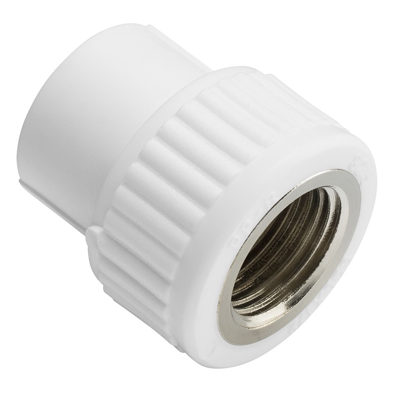 Муфта комбинированная ПП 20-3/4'' PN 25 с внутренней резьбой белая VALFEX -1