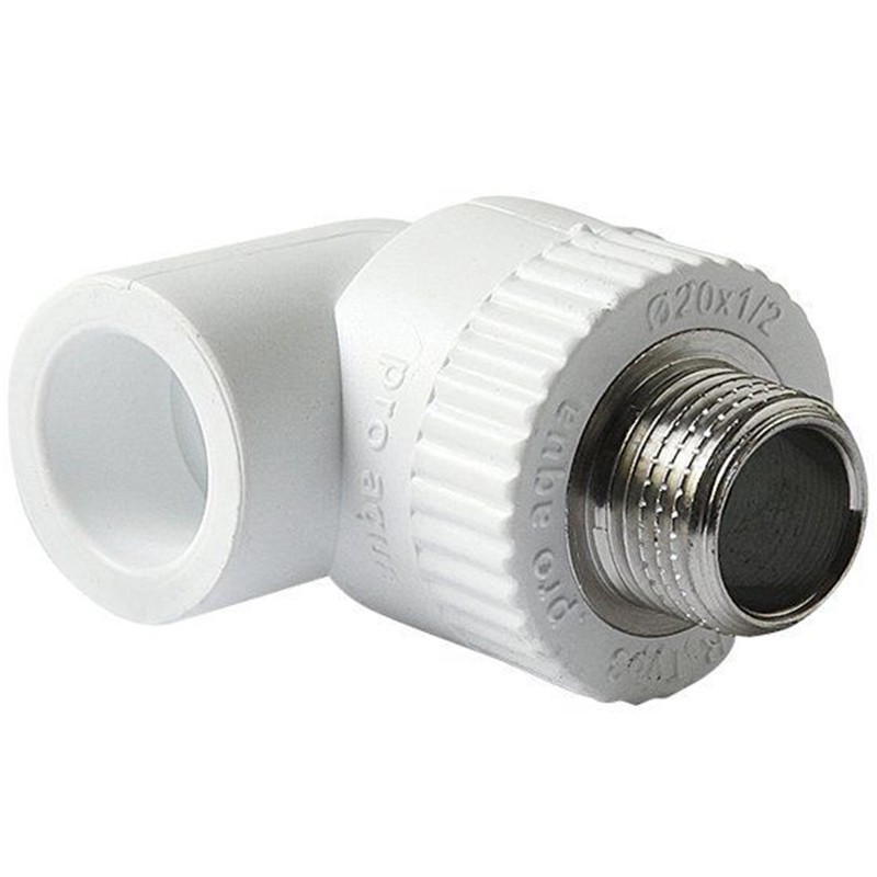 Угольник комбинированный ПП 20-1/2'' PN 25 с наружной резьбой белый Pro Aqua PA27008P-1