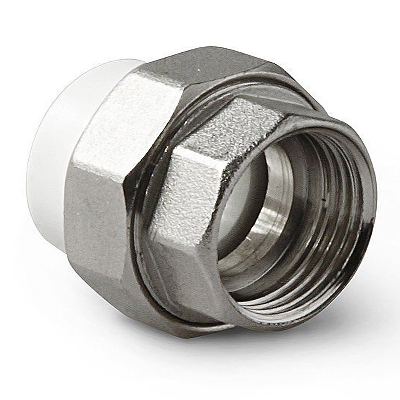 Муфта комбинированная ПП 32-1 1/4'' PN 25 с накидной гайкой белая Pro Aqua PA29019-1