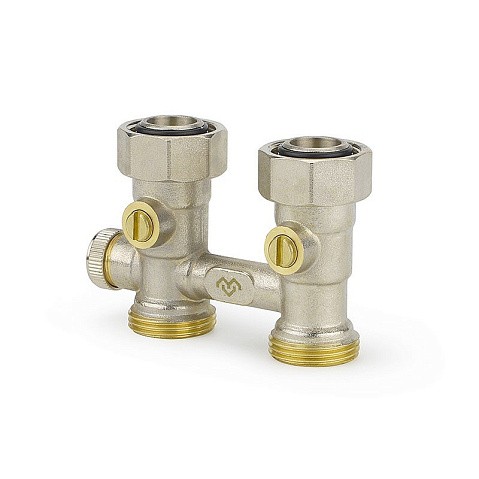 Узелы нижнего подключения VARMEGA VM138 DN20 прямой однотрубный 3/4''x3/4'' евроконус, с байпасом муфта-штуцер купить в Казани | "Проконсим"