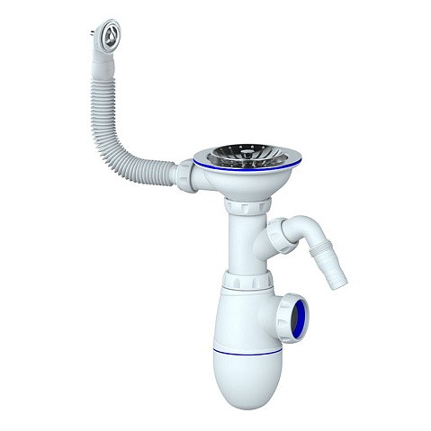 Сифон для мойки Unicorn В431VP, без отвода, 3 1/2'' х40 с отводом для стиральной машины, круглый перелив купить в Казани | "Проконсим"