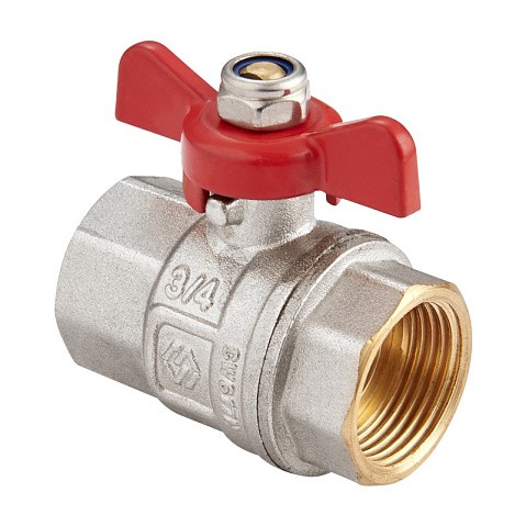 Кран латунный шаровой MVI BV.513 DN 15 PN 40 никелированный полнопроходной муфта-муфта бабочка купить в Казани | "Проконсим"