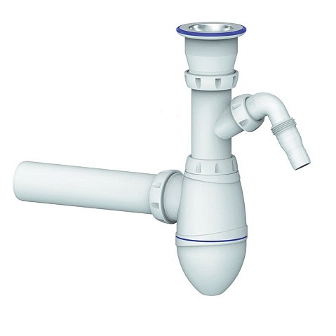 Сифон для умывальника Unicorn А310V, 40х40 прямой отвод, 1 1/2'' х40 чаша из нержавеющей стали с отводом для стиральной машины купить в Казани | "Проконсим"