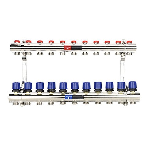 Коллекторная группа из латуни DN 25-11 вых. G-3/4'' евроконус, без расходомеров, без дренажного крана и воздухоотводчика VARMEGA VM15811 купить в Казани | "Проконсим"
