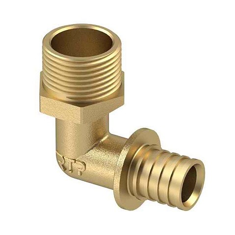 Угольник латунный для PEX труб  16-1/2''  PN 16  под надвижную гильзу с наружной резьбой  РосТурПласт купить в Казани | "Проконсим"