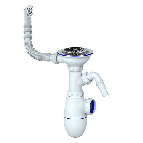 Сифон для мойки Unicorn В431V, без отвода, 3 1/2'' х40 с отводом для стиральной машины, круглый перелив купить в Казани | "Проконсим"