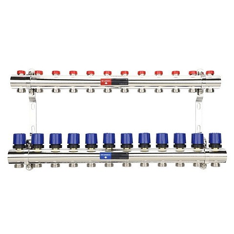 Коллекторная группа из латуни DN 25-12 вых. G-3/4'' евроконус, без расходомеров, без дренажного крана и воздухоотводчика VARMEGA VM15812 купить в Казани | "Проконсим"