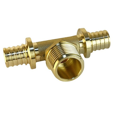 Тройник латунный для PEX труб 16-1/2''-16 PN 16 S-2,2мм под надвижную гильзу Valfex VF.433.AF купить в Казани | "Проконсим"