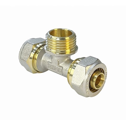 Тройники латунные для PEX труб DN 16-32 PN 10 обжимные никелированные с наружной резьбой Valfex VF.333.N купить в Казани | "Проконсим" Тройники латунные для PEX труб DN 16-32 PN 10 обжимные никелированные с наружной резьбой Valfex VF.333.N купить в Казани | "Проконсим"