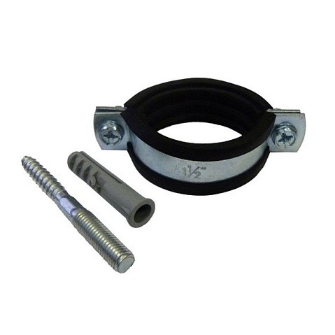 Хомут стальной оцинкованный 1 1/2'' (47-53) М8 с крепежом (шпилька и дюбель) купить в Казани | "Проконсим"