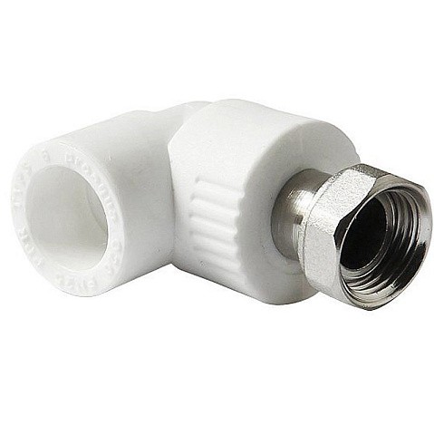 Угольник комбинированный ПП 25-3/4'' PN 25 с накидной гайкой белый Pro Aqua PA29214 купить в Казани | "Проконсим"