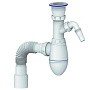 Сифон для мойки Unicorn В320VР, 40х50 гибкий отвод, 1 1/2'' х40 пластиковая чаша с отводом для стиральной машины