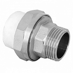  Муфта комбинированная ПП 25-1/2'' PN 25, разъёмная, с наружной резьбой, белая, РосТурПласт 10643 10643 (251210703) со склада Проконсим в Казани