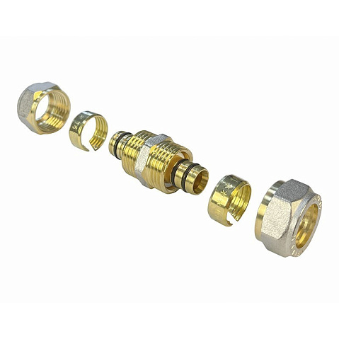 Муфта латунная для PEX труб 32-16 PN 10 обжимная никелированная Valfex VF.303.N  купить в Казани | "Проконсим"