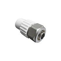 Муфта комбинированная для соединения PPR-PE-AL-PE труб 20x16 PN 25 белая VALFEX купить в Казани | "Проконсим"
