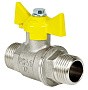 Краны латунные шаровые газовые 11Б27фт1М DN 15-20 PN 40 никелированные бабочка шт-шт Valfex.279 Standart ГОСТ Р 59553 купить в Казани | "Проконсим"