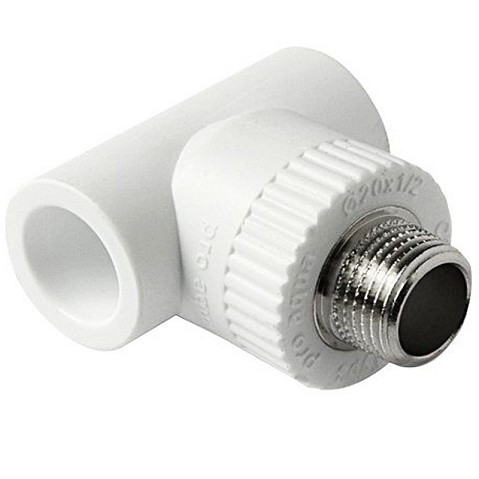 Тройник комбинированный ПП 20-1/2'' PN 25 с наружной резьбой белый Pro Aqua PA25008P купить в Казани | "Проконсим"