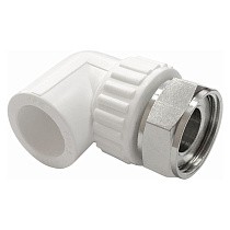 Угольник ПП с накидной гайкой 25-3/4'' PN 25 белый купить в Казани | "Проконсим"