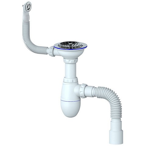 Сифон для мойки Unicorn В426P, 40х50 гибкий отвод, 3 1/2'' х40 чаша из нержавеющей стали, прямоугольный перелив купить в Казани | "Проконсим"
