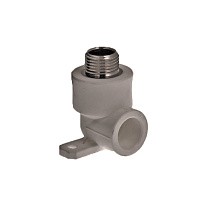 Угольник установочный двойной ПП 20-1/2'' PN 25 с наружной резьбой серый купить в Казани | "Проконсим"