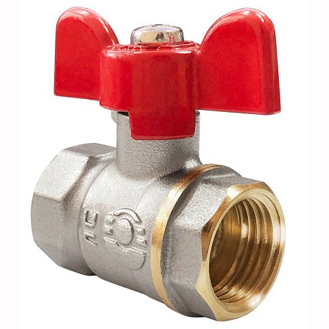 Кран латунный шаровой Valfex Optima.217.NLB1 11Б27фт1М DN 15 PN 25 никелированный муфта-муфта бабочка купить в Казани | "Проконсим"