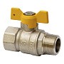 Кран латунный шаровой газовый MVI BV.814 DN 20 PN 25 никелированный полнопроходной муфта-штуцер бабочка купить в Казани | "Проконсим"