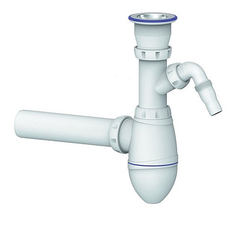 Сифон для мойки Unicorn В310V, 40х40 прямой отвод, 1 1/2'' х40 чаша из нержавеющей стали с отводом для стиральной машины купить в Казани | "Проконсим"