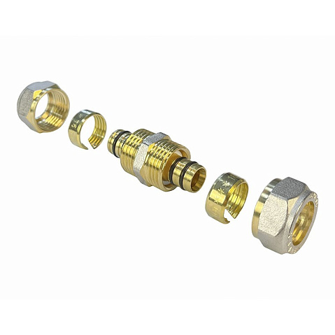 Муфта латунная для PEX труб 20-20 PN 10 обжимная никелированная Valfex VF.303.N  купить в Казани | "Проконсим"