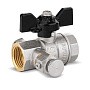 Кран латунный шаровой DN 15 PN 40 никелированный под манометр муфта-муфта бабочка LD Pride купить в Казани | "Проконсим"