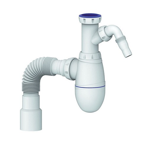 Сифон для мойки Unicorn В520V, 40х50 гибкий отвод, 1 1/2'' х40 с отводом для стиральной машины преходник 40х32 купить в Казани | "Проконсим"