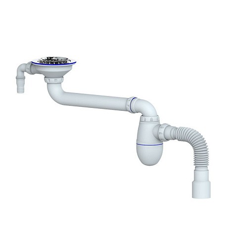 Сифон для умывальника Unicorn ВС10V, 40х50 гибкий отвод, 3 1/2'' х40 чаша из нержавеющей стали с отводом для стиральной машины купить в Казани | "Проконсим"