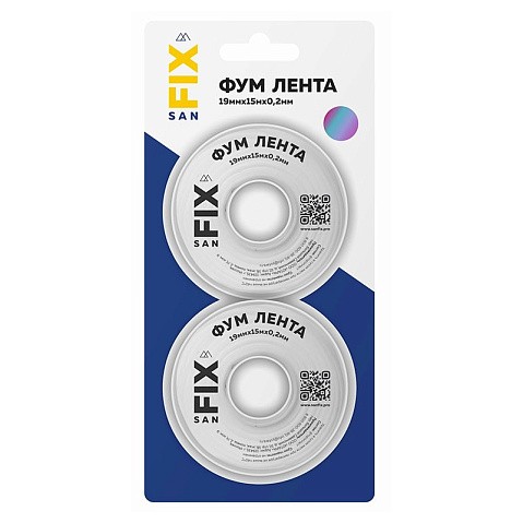 Лента ФУМ SANFIX 19мм х15м х0,2 мм 0,3г/см3, 2 катушки в блистере купить в Казани | "Проконсим"