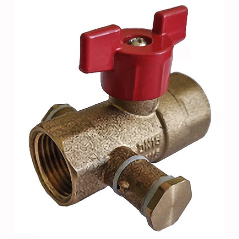 Кран латунный шаровой DN 20 PN 16 с дренажными патрубками G3/4'' муфта-муфта бабочка Пензапромарматура купить в Казани | "Проконсим"