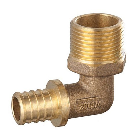 Угольник латунный для PEX DN 20 с наружной резьбой 1/2'' под надвижную гильзу PLP купить в Казани | "Проконсим"
