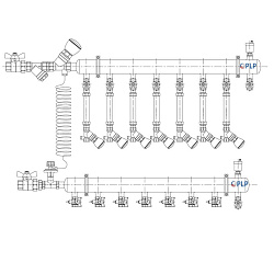  Коллекторный узел на 7 выход. PLP УКЭО-МАКСИМУМ 5-30/25-60кПа Ду50 1'' - 1/2'' Ру10 сталь, подкл. боковое левое (922156287) со склада Проконсим в Казани