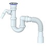 Сифон для умывальника Unicorn Y320V 40х50 гибкий отвод 1 1/2'' х40 чаша из нержавеющей стали с отводом для стиральной машины