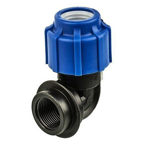 Угольник (отвод) компрессионный PN 16 для ПЭ DN 50-1 1/2'' обжимное-муфта купить в Казани | "Проконсим"