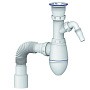 Сифон для мойки Unicorn В320V, 40х50 гибкий отвод, 1 1/2'' х40 чаша из нержавеющей стали с отводом для стиральной машины