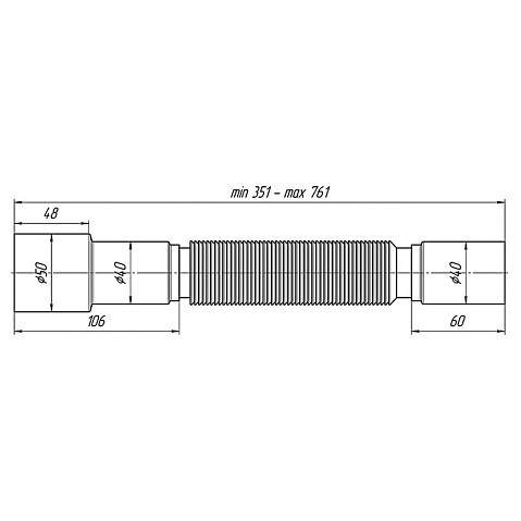 Гибкая труба АНИ K406 40-40/50, длина 351-761 мм купить в Казани | "Проконсим"