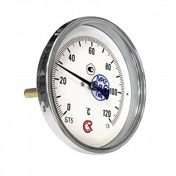 картинка Термометр биметаллический D100 L 50мм/лат.0+200гр.осевой интернет-магазин оптовых поставок Проконсим являющийся официальным дистрибьютором в России 