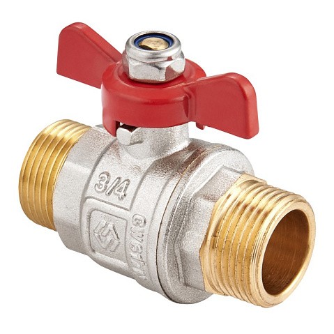 Кран латунный шаровой MVI BV.515 DN 15 PN 40 никелированный полнопроходной штуцер-штуцер бабочка купить в Казани | "Проконсим"