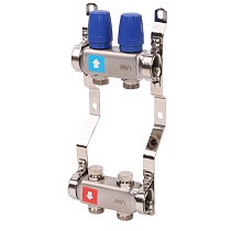 Коллекторная группа из нержавеющей стали DN 25-2 выхода G-3/4'' без расходомеров, без дренажного крана и воздухоотводчика, евроконус MVI MS.402.06 (922101602) со склада Проконсим в Казани