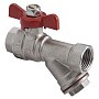 Кран латунный шаровой MVI BV.632 DN 15 PN 25 с фильтром никелированный полнопроходной муфта-муфта бабочка купить в Казани | "Проконсим"
