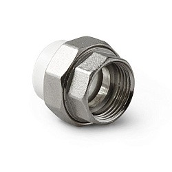  Муфта комбинированная ПП 20-1/2'' PN 25, с накидной гайкой, белая, Pro Aqua PA29008  (251239803) со склада Проконсим в Казани