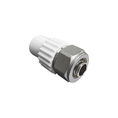 Комбинированный ниппель для соединения PPR-PE труб 20х16 PN 25 белая VALFEX купить в Казани | "Проконсим"