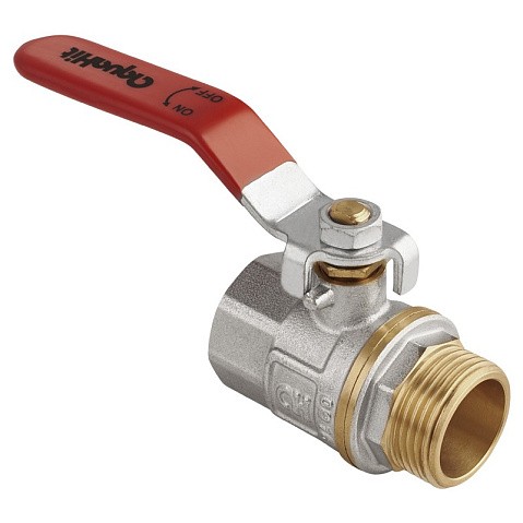 Кран латунный шаровой MVI AquaHit BV.312.04 DN 15 PN 25 рычаг муфта-штуцер полнопроходной никелированный купить в Казани | "Проконсим"