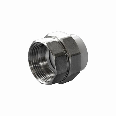 Муфтаразъемная ПП 25-1/2''  с внутренней резьбой белая Политэк купить в Казани | "Проконсим"