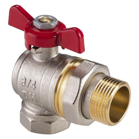 Кран латунный шаровой MVI AquaHit BV.322.05 DN 20 PN 25 бабочка американка полнопроходной угловой никелированный купить в Казани | "Проконсим"