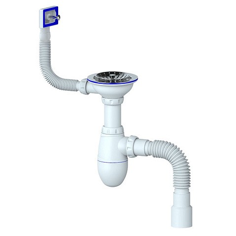 Сифон для мойки Unicorn В425P, 40х50 гибкий отвод, 3 1/2'' х40 чаша из нержавеющей стали, прямоугольный перелив купить в Казани | "Проконсим"