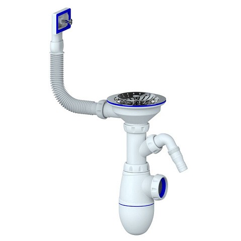 Сифон для мойки Unicorn В430V, без отвода, 3 1/2'' х40 с отводом для стиральной машины, прямоугольный перелив купить в Казани | "Проконсим"